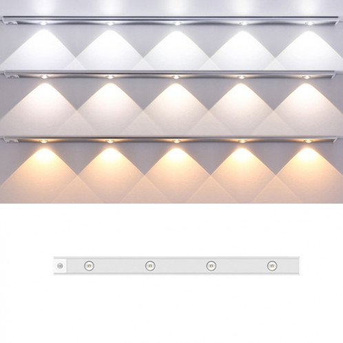 Barre lumineuse à capteur de corps humain à LED intelligente ultra-mince, longueur : 60 cm (espace argenté) SH304B666-37